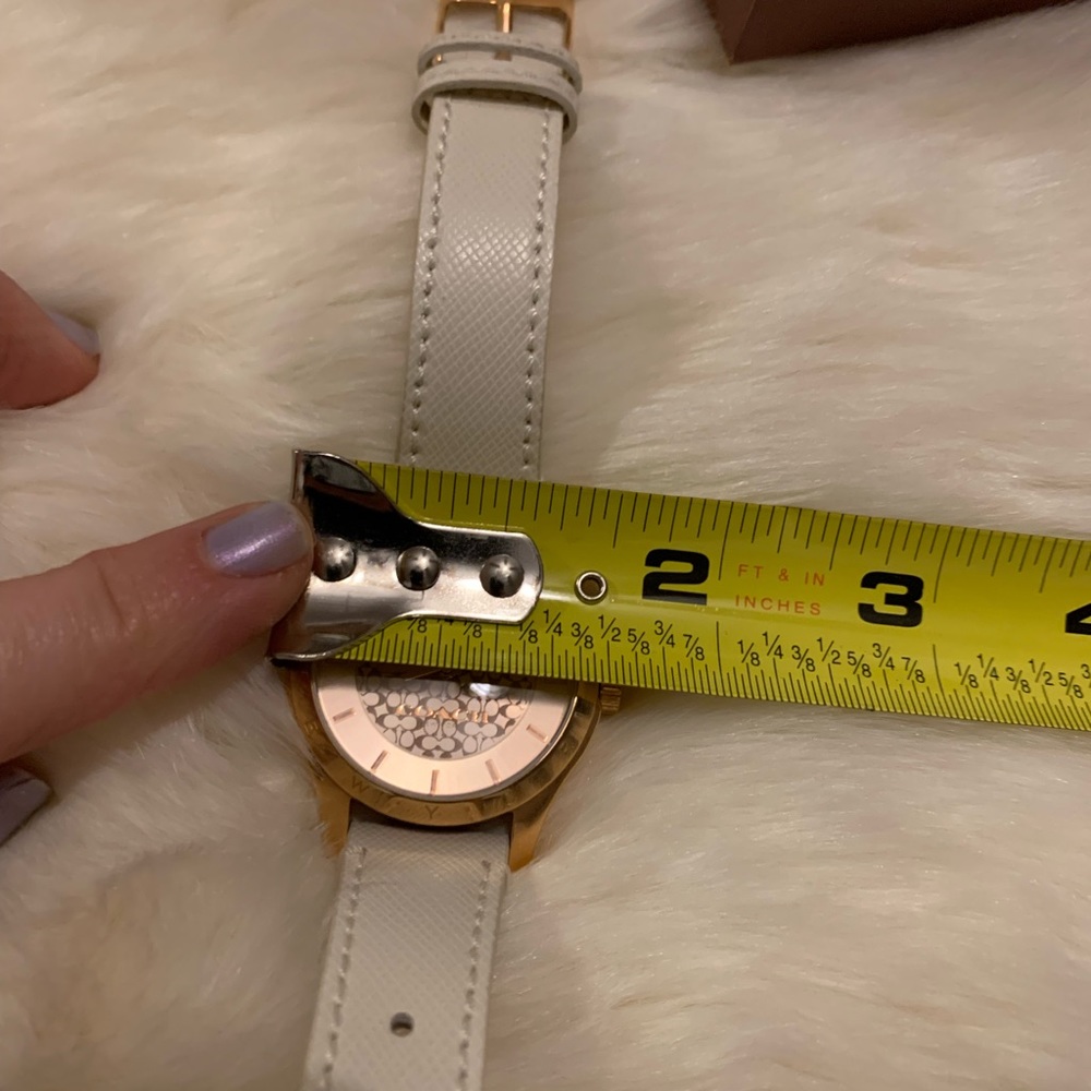 Authentic COACH Rose Gold Dial Signature C WATCH Ivory Genuine Leather Band - Picture 6 of 16